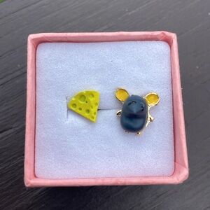 Mouse & cheese earrings. Holiday Gift Perfect for multi piercings. NWOT